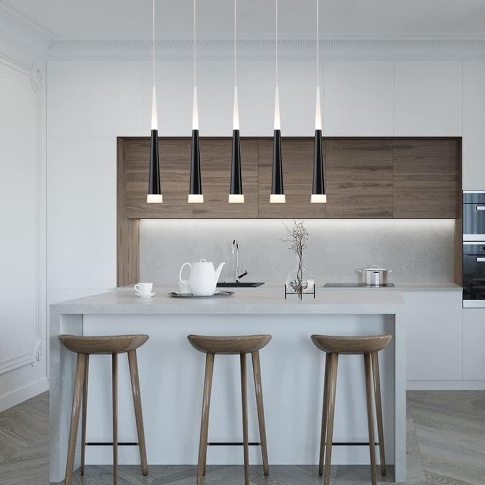 Długa tuba Współczesna lampa wisząca Stożek Mini kuchnia Wisząca lampa 5 W Liniowy żyrandol LED Nowoczesna lampa przemysłowa do sypialni Jadalnia Przedpokój Biuro, srebrny Złoty Czerwony Czarny