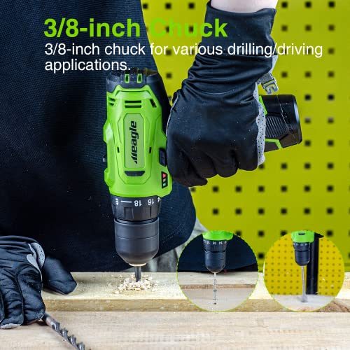 Meagle Cordless Drill, 12V Power Drill Set With Battery & Charger, 2 Variable Speed Electric Drill 18+1 Torque Setting, 3/8” Chuck With Drill Bits& Tool Bag #TOP4