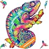 UNIDRAGON Iridescent Chameleon Animal Wooden Jigsaw Puzzle for Adults - 314 Unique Shaped Pieces - King Size 12.2 x 16.1 in 31 x 41 cm