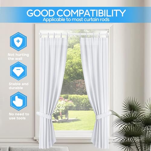 Tension Curtain Rod White Tension Rod 2pcs Spring Curtain Rod Non Slip Tension Rods For Windows 28 To 48 Inch No Drilling Adjustable Tension Rods of Curtain Window Closet Kitchen Wardrobe1