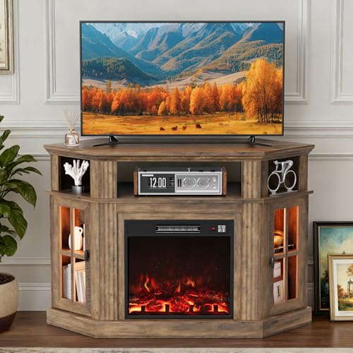 Furmax Fireplace Corner TV Stand for Up to 55 Inch,