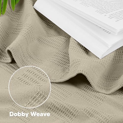 Utopia Bedding Khaki 100% Cotton Blanket [Big Size - 120x120 Inch] 350GSM Lightweight, Soft and Breathable Thermal Blanket for All Seasons