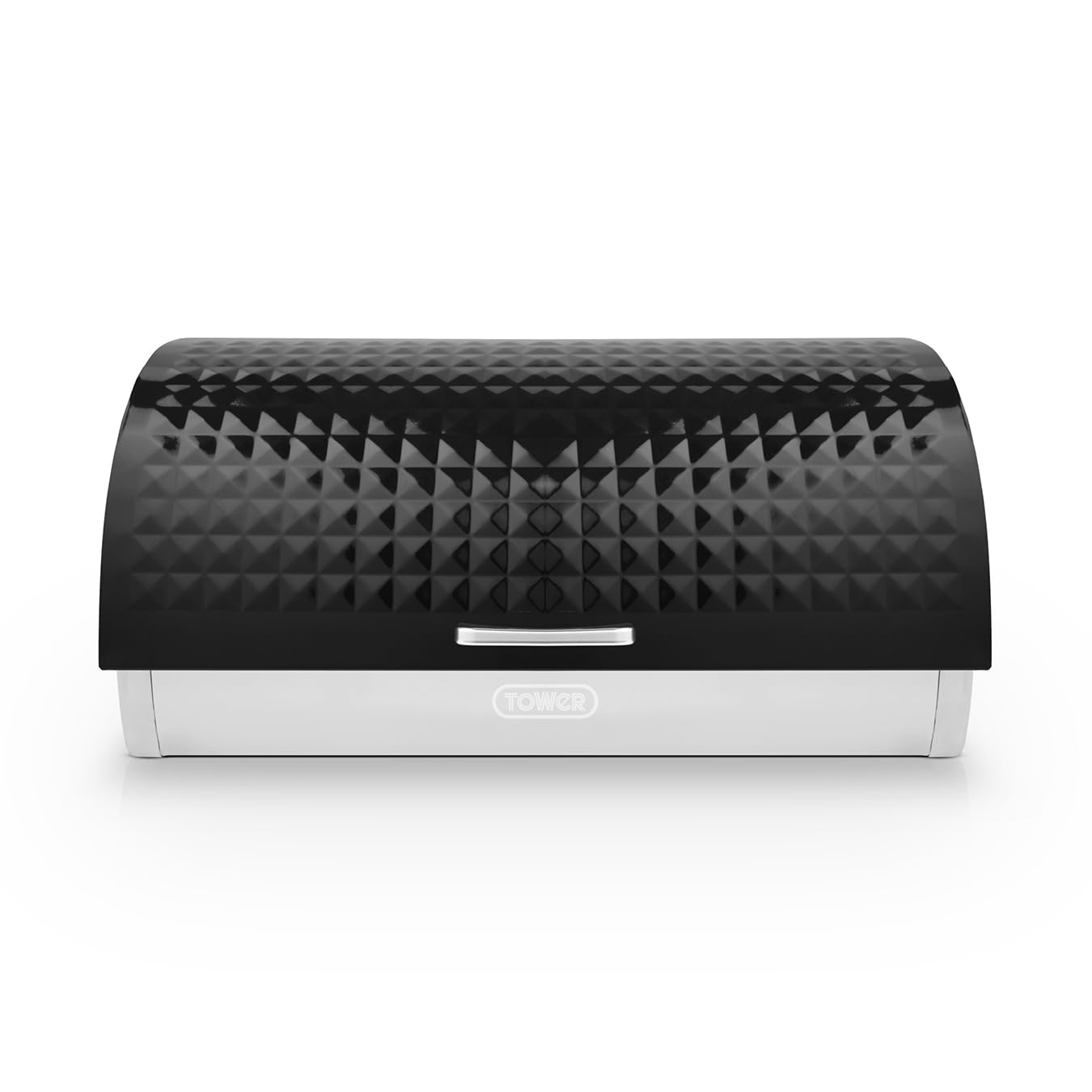 Tower T826206BLK Solitaire Bread Bin, Stainless Steel, Black
