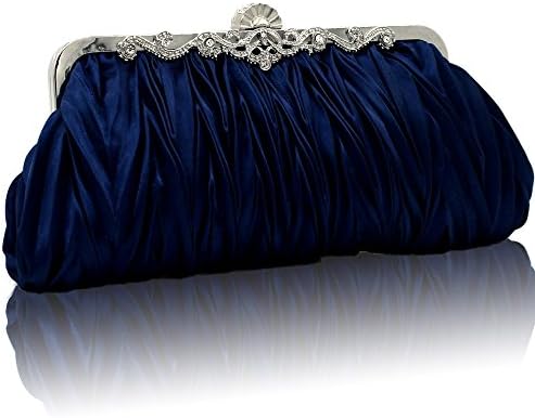 Kingluck Silk Cocktail Evening Handbags/Clutches in Gorgeous Silk More Colors Availabl (dark blue) 27cm (L) x 13cm (H) x 3cm (W).