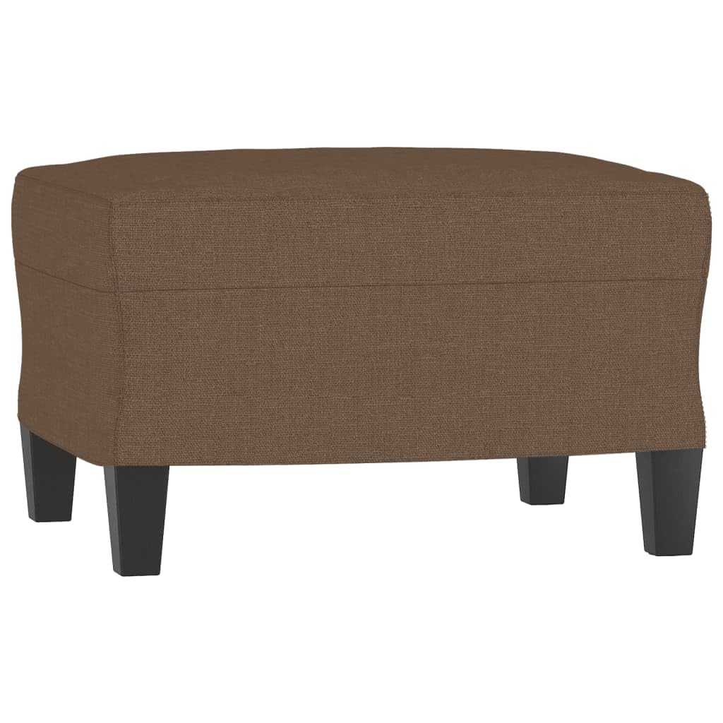 Canapé 3 places avec tabouret, marron, 214 cm, en tissu, canapé