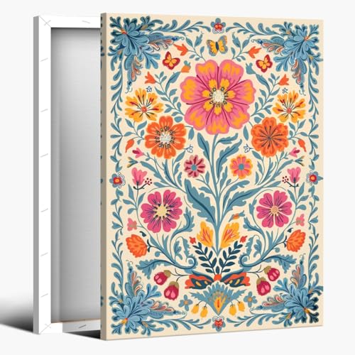 Vintage Mexican Flower Wall Art Traditional Mexican Art Poster Latin