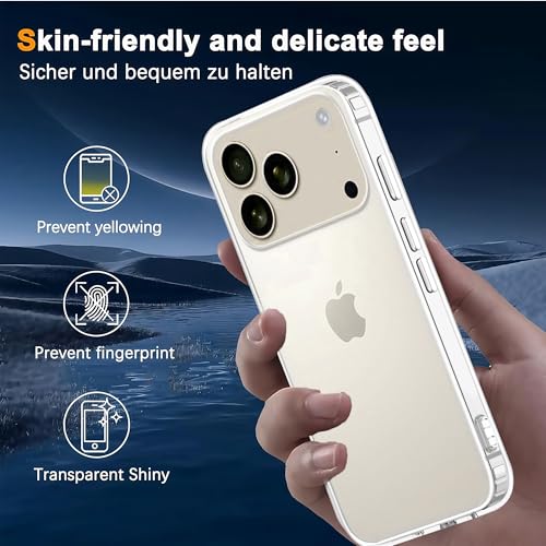 Image of amazon basics Compatible with iPhone 17 Pro Case Cover Transparent Non-Slip Hard PC Shockproof Bumper Protective Back Cover - Clear