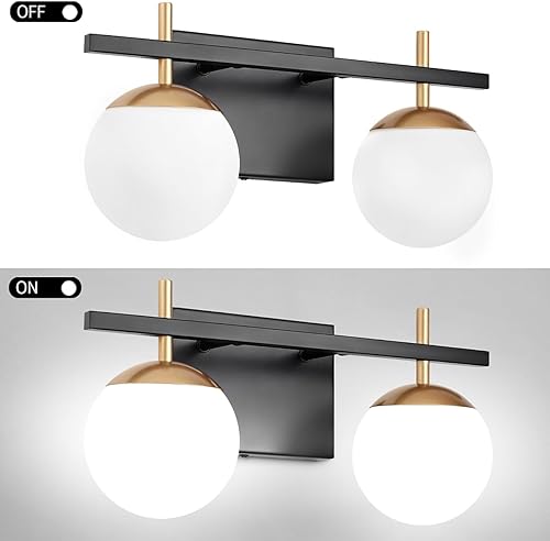 Miniatura 2 de Lámparas de baño sobre espejo, luz moderna de tocador de baño de mediados de siglo, accesorios de iluminación de baño con vidrio lechoso, lámpara de