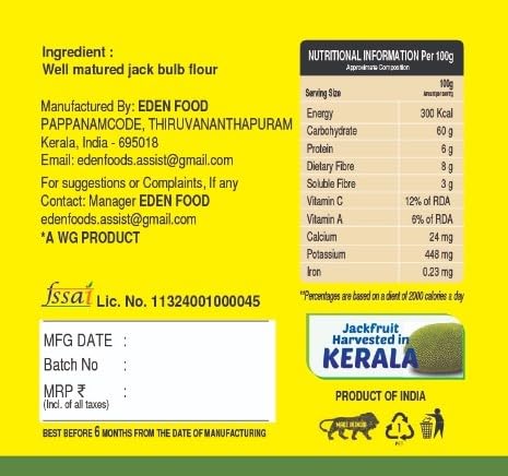 Image of JACKFRUIT FLOUR FROM KERALA 900 G | ZERO BITTERNESS | NEUTRAL TASTE | FROM EDEN FOOD | JACKFRUIT GROWN AND HARVESTED IN KERALA TROPICAL CLIMATE | 900 GM