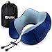 Sierra Concepts Travel Pillow - 100% Pure Memory Foam Neck Pillows for Airplane, Traveling, Car, Sleeping, Home - Velour Fabric with Side Pocket, DX100 Series Blue