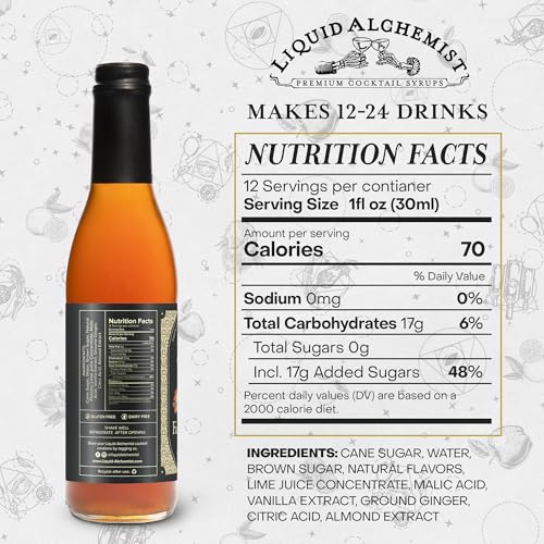 Image of Liquid Alchemist Falernum Syrup for Cocktails - Real Ingredients Make our Falernum Cocktail Syrup a Great Mixer for any Tiki Drink - Our Drink Mixer is Non-GMO Gluten Free & Vegan (12.7 oz)
