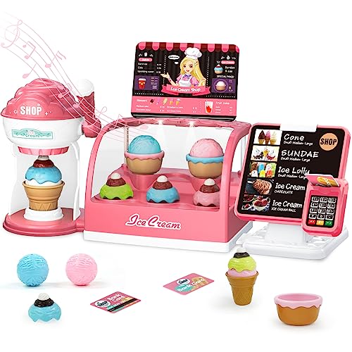HOMCENT Juego de heladería para niños, heladería, juego de rol, juego de helado con máquina de...