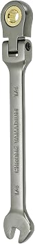 uxcell Flex Head Ratchet Wrench Spanner 1/4" SAE Ratchet Combination Wrench 72 Teeth Chrome Vanadium Steel Ratchet Gear Spanner 12 Square Box End for Auto Repair Home Project