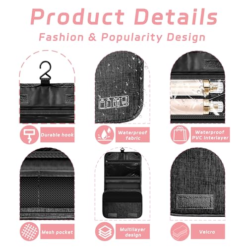 Image of Toiletry Bag Travel Bag with Hanging Hook for Women and Men,Black
