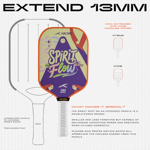 Image of Hundred Spirit X Flow - Pickleball Paddle | 13mm Core | Wide Body Power Paddle | Enhanced Sweet Spot | Ideal for Beginners & Intermediate Players | Free Paddle Bag