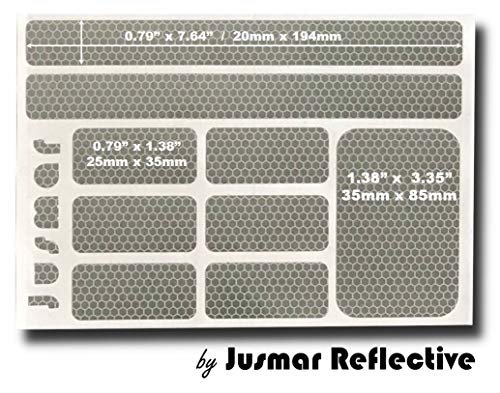 Jusmar Waterproof Reflective Stickers (5 Pack) 45Pcs High Intensity Reflector Decals For Hard And Flat Surfaces, For Night Visibility, Silver Color #TOP4