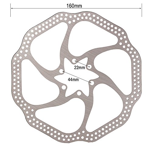 160mm Disc Brake Rotor with 6 Bolts Stainless Steel Bicycle Rotors Fit for Road Bike, Mountain Bike, MTB, BMX (Stainless Steel, 2pcs) - Thumbnail 2