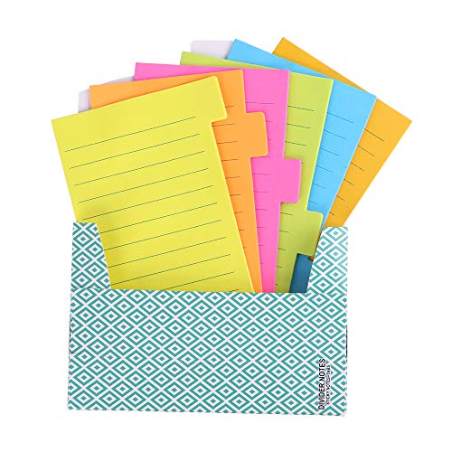 Eagle Divider Sticky Notes, Self-Stick Lined Note Tabs, Bookmark Index, 10.16X15.24CM, 60 Ruled Notes per Pack, Assorted 6 Neon Colors, 10 Sheets per Pad, Ideal School and Office Supplies, Pack of 1