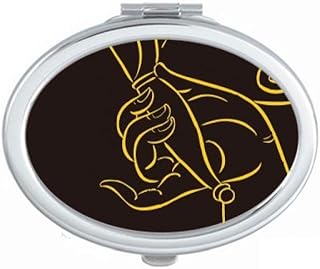 Culture Hand Pattern Mirror Portable Fold Hand Makeup Double Side Glasses