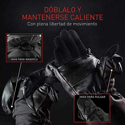 Miniatura 4 de The Heat Company, Manoplas Shell - Innovación Del Guantes - Guantes De Invierno Desplegables - Guantes Extra Cálidos - Muy Hidrófugos - Para Mujeres Y Hombres - Negro, Sin Guante Interior - Unisex