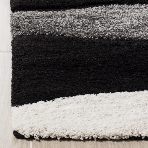 Image of 2x4 feet Soft Runner Rug for Living Room and Bedroom, Modern Indoor Floor Carpet with Non-Slip Backing, Comfortable Decorative Home Decor Rug, Easy Clean & Durable- (Line Black, Rectangular)