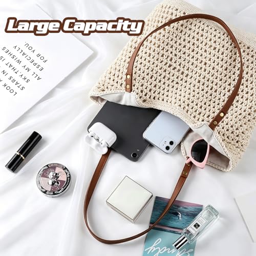 Bolso tote de playa de crochet para mujer miniatura 4