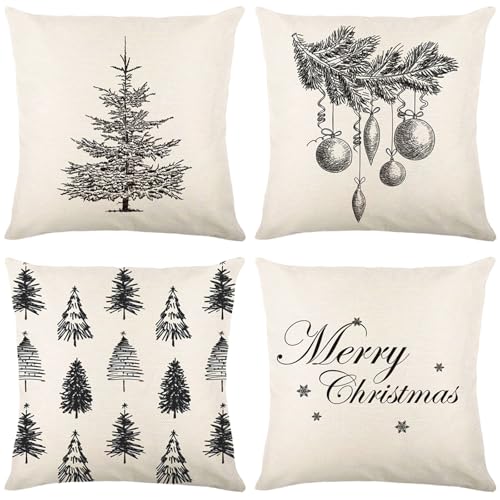 Bseical Weihnachten Kissenbezüge 4er Set, Zierkissenbezug Couch...