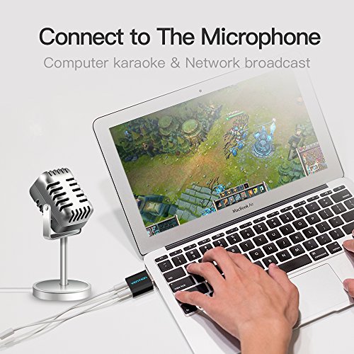 Vention - Placa de Som Externa USB 2.1 Canais P2 para Mac Win Linux PS4 (Preto)