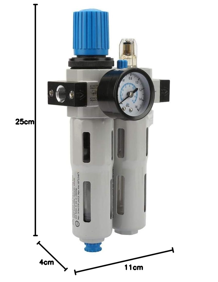 FRC-1/4-MINI G1/10.2 cm Regulador de Filtro de Aire Comprimido, Filtro de Compresor de Aire, Trampa Separadora de Agua de Aceite Con Regulador