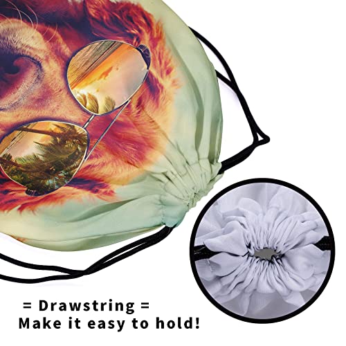 Image of Nerxy Summer Dog Gymnastics Grip Bag - Beach Golden Retriever Grips Bag with Glasses Drawstring Storage Pouch Adjustable Polyester Towel