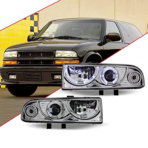 Winjet Compatible With [1998 1999 2000 2001 2002 2003 2004 Chevrolet S10/Blazer] Led Drl Halo Projector Headlights #TOP10