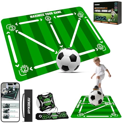 Tapete de treino de futebol com Kick Throw Trainer didático 90 x 60 cm tapete futebol treino profissional, tapete de treino de passos, manta de campo de canto tapete de futebol