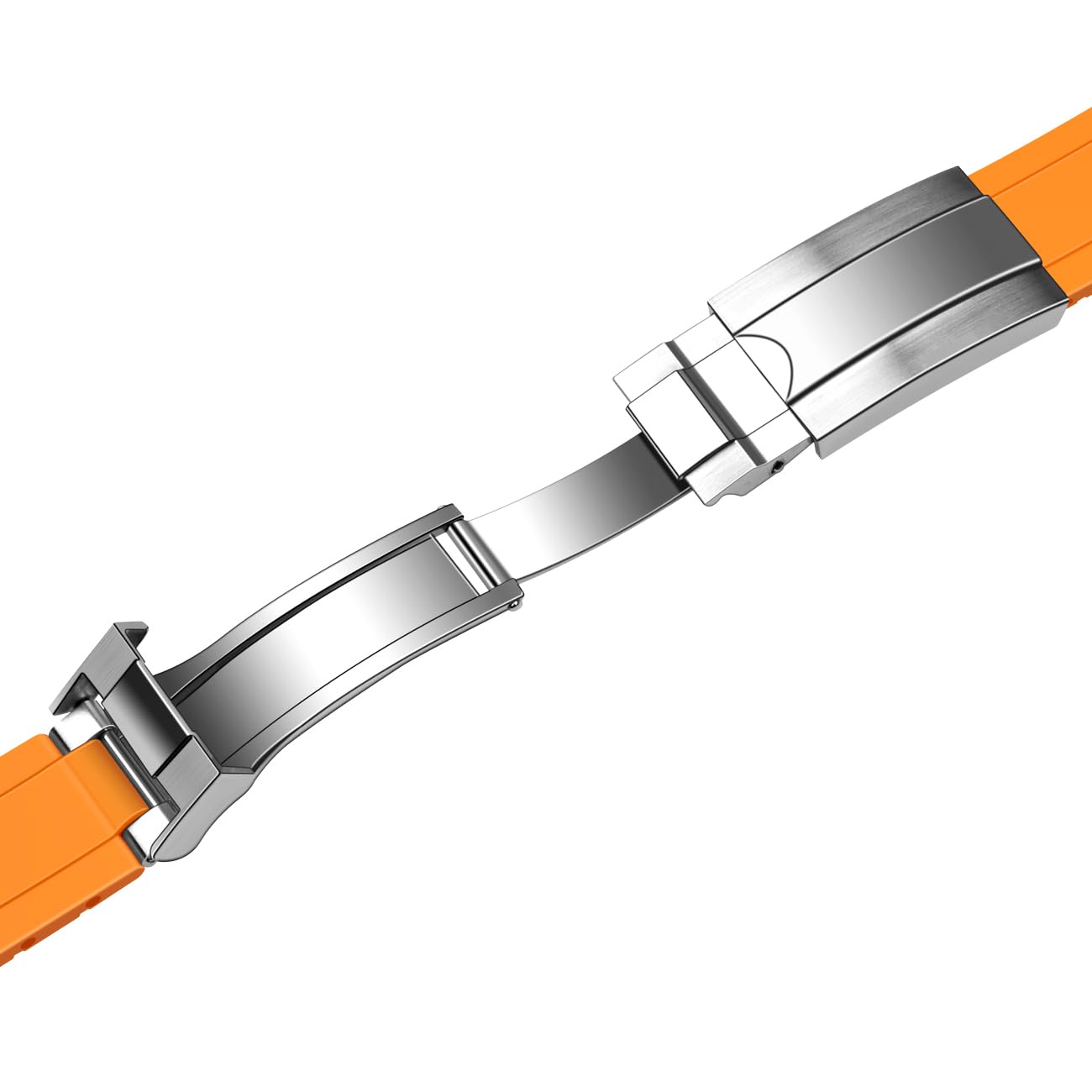 Cinturino di ricambio in silicone con estremità curva da 20 mm, cinturino di ricambio a mezza luna, fibbia in acciaio inox, per uomini e donne, arancione