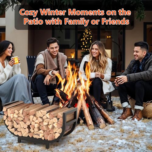 image for HXJLJY 30-inch Firewood Rack Outdoor Indoor with Log Carrier Bag, Stab