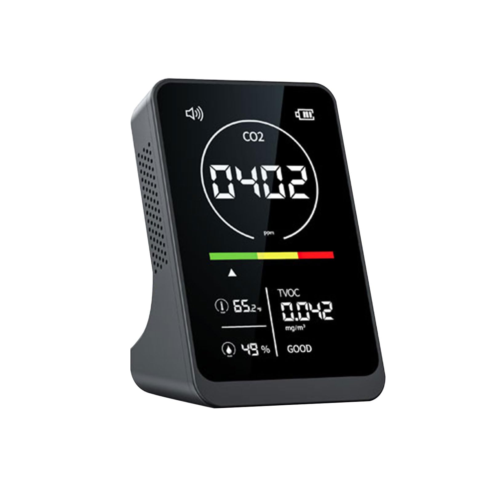 Détecteur de CO2 intérieur de voiture, compteur d'air, température et humidité, détection TVOC, affichage numérique, détecteur de dioxyde de carbone, avertissement