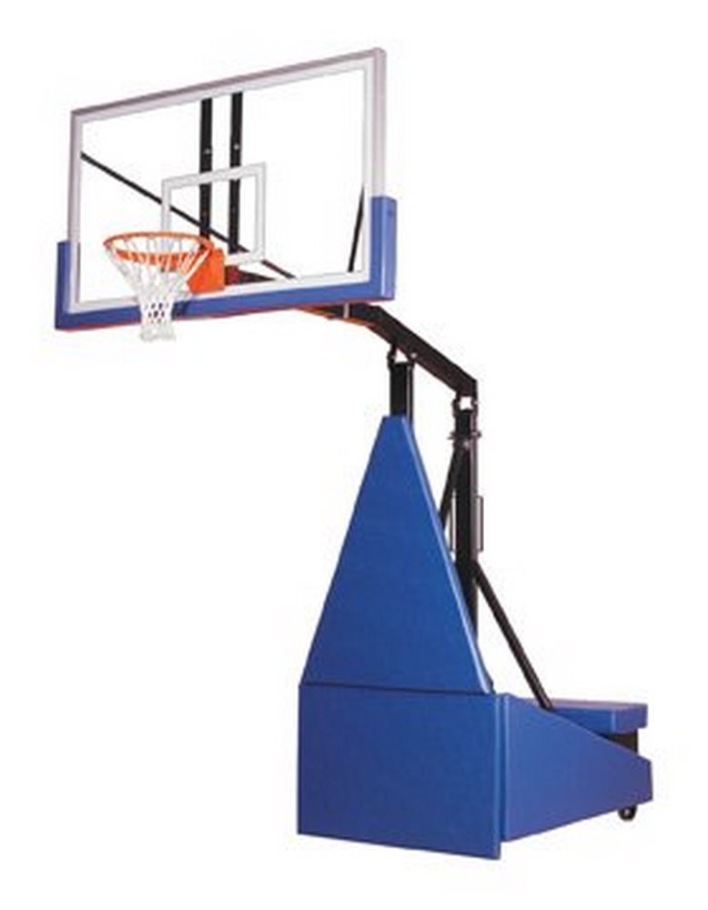First TeamStorm Supreme Steel-Acrylic Portable Basketball System With Regulation Size Backboard44; Navy Blue