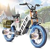 【🌟eAhora Juliet Pro II 2025 Upgrades】①Reinforced 4400W Dual Motor, Max 43MPH speed. ②Increased to 70Ah Battery with power button ③Customized Added Damping for Adjustable Lockable Front Fork & 4-link Rear Suspension ④Smart APP Control and Map navigati...