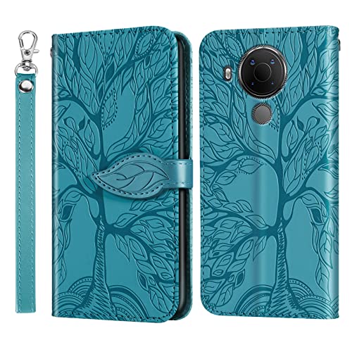 Vkooer Coque pour Nokia 5.4 / Nokia 3.4 Housse Premium Cuir PU Étui Portefeuille à Rabat avec Porte Cartes et Magnétique, Mandala Coque pour Nokia 5.4 / Nokia 3.4 (6,39 Pouces), Turquoise