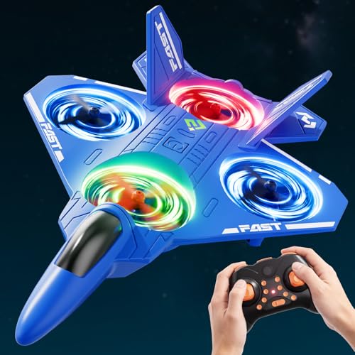 Image of Remote Control Airplane Drone for Kids Ages 4-6-8-10-12, RC Plane Jet Drone with One Key Take Off-Landing, Headless Mode, 360 Flip for Kids Boys Beginners, Outdoor Flying Toys Birthday Gifts for Boys