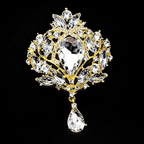 Image of Wedding Bridal Big Crystal Rhinestone Bouquet Brooch Shawl Pin for Women