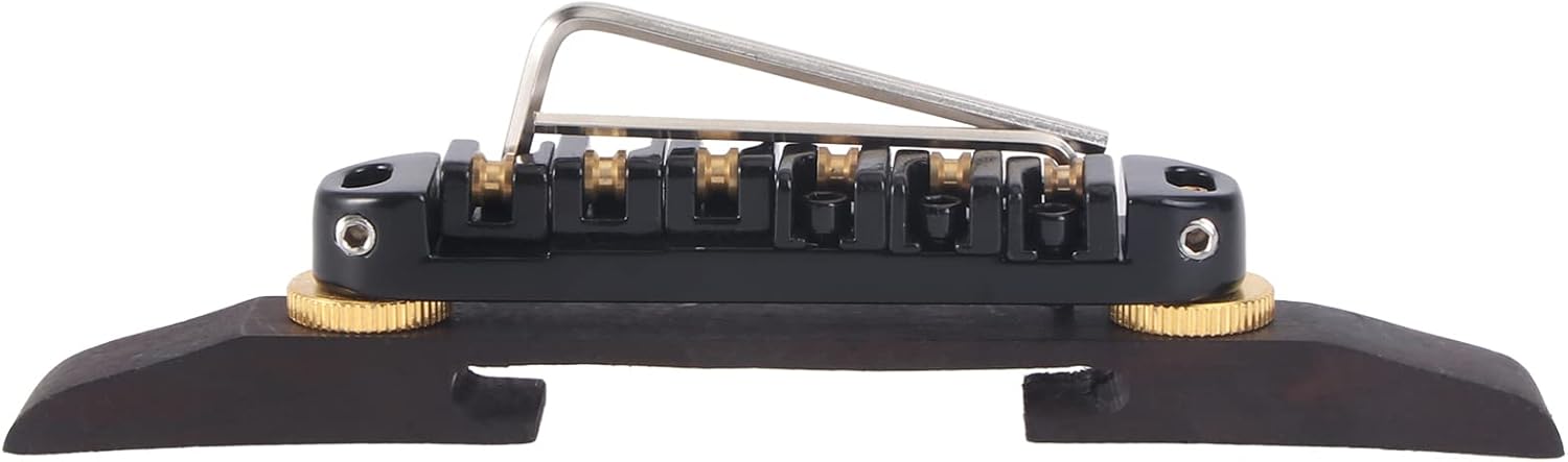 ULTNICE Archtop Jazz Guitar Bridge with Gold Roller Saddles Rosewood Black B-20