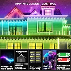 500FT RGB Eaves Lights with App Control, DIY Scene Modes, IP67 Waterproof Outdoor Under Eave Lighting for House, Party, Holiday 500FT RGB Eaves Lights with App Control DIY Scene Modes IP67 Waterproof Outdoor Under Eave Lighting for House Party Holiday