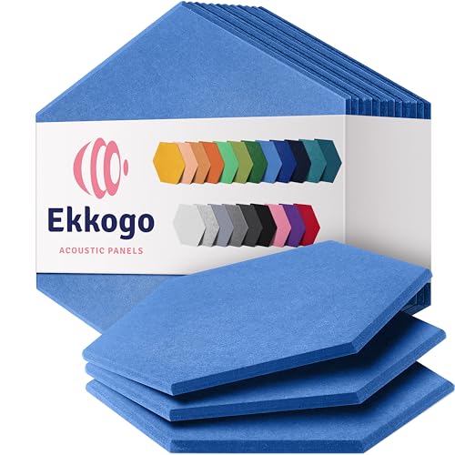 Image of Acoustic Panels 12-Pack Soundproof Wall Panels 12 inchX10.4 inchX0.4 inch Sound Panels High Density Sound Dampening Panels - [Grand Blue Hexagon]