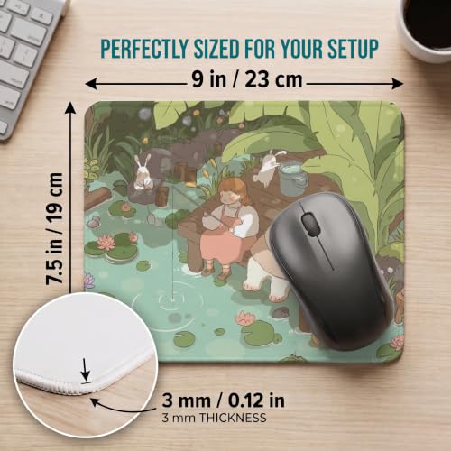 Image of Mouse Pad for Laptop & Desktop | 9x7 Inch Anti-Fray Stitched Edges | Non-Slip Rubber Base | Desk Setup Accessory for Students, Gamers & Professionals (Fishing)