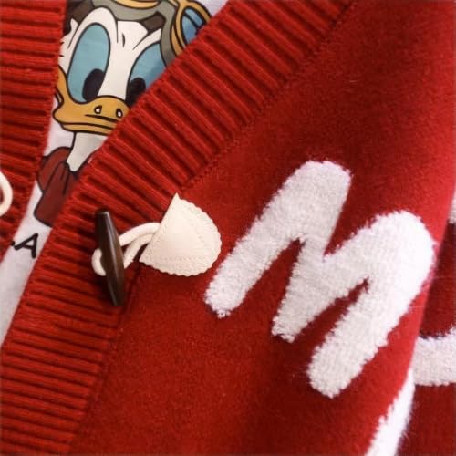 Image of ebossy Women's Cute Alpha Embroidery Cable Knit Cardigans Horn Button Sheep V Neck Slouchy Sweater Coat