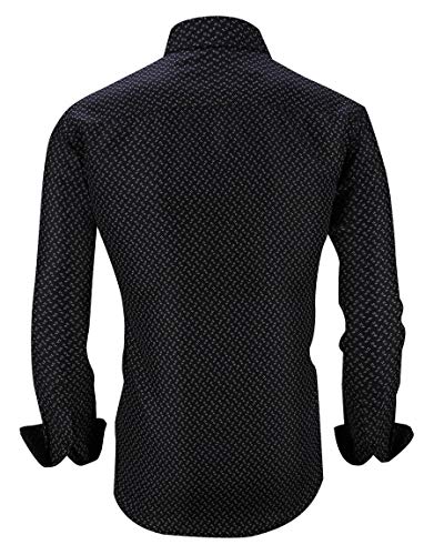 Samerm Mens Printed Dress Shirts Easy Care Regular Fit Long Sleeve Casual Button Down Shirt For Men (Print15,L) #TOP1