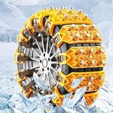 EOHMAK Snow Chains 6 PCS Car Anti-Skid Snow Tire Chains Automotive Tire Traction Chain for Tire Width 165-265mm Car Truck Pickup in Snow Ice Sand and Mud (Yellow, 6 Pack)