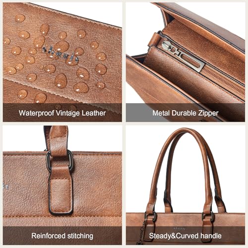 Shrrie 15.6 inches Laptop Bag for Women,Water-Resistant Work Bag Laptop Tote Bag,Briefcase with Satchel Purse3