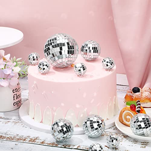 Image of MTLEE 20 Pcs Disco Balls Decoration Mirror Disco Ball Assorted Silver Hanging Mini Glass Different Sizes Reflective with Rope for 70s Wedding Dance Music Prom Props(3.9 Inch, 3.15 Inch, 2 Inch)