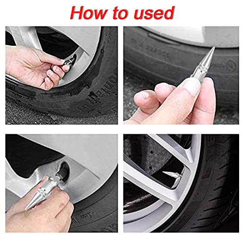 Car Wheel Tire Valve Caps, 4 Pack Spiked Aluminum Valve Stem Caps, Attractive Dustproof Car Accessories, Universal for Most Vehicles (Silver/45MM)